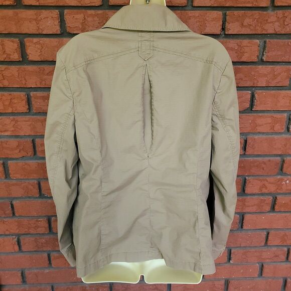 Cabi Double Breasted Utility Jacket Womens L Khaki Lightweight Pea Coat Military - Picture 2 of 9